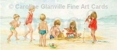 sandcastles and children, painting by Caroline Glanville
